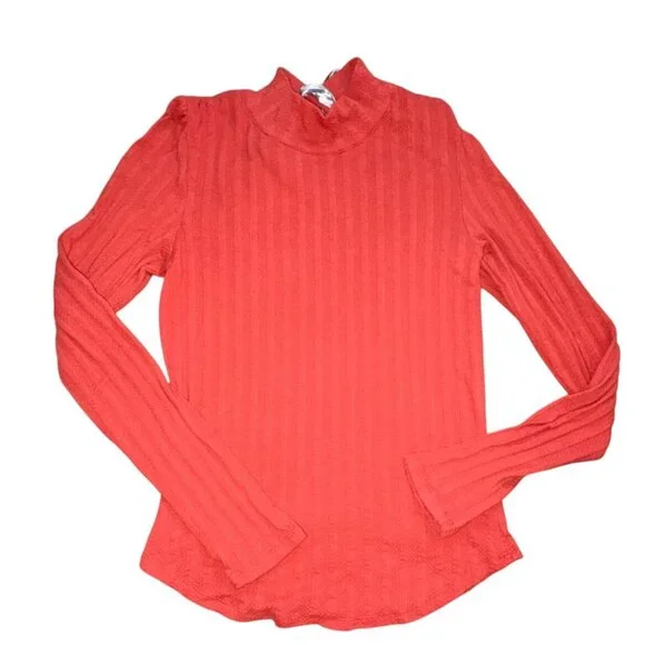 Free People 'Party In The Back' Long Sleeve Textured Blouse-Canyon Red-Size Larg - Picture 1 of 7